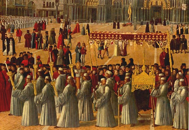 BELLINI, Gentile Procession in Piazza S. Marco (detail) ll95 oil painting picture